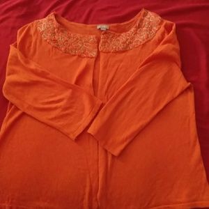 J.Jill cardigan orange flower open front sweater